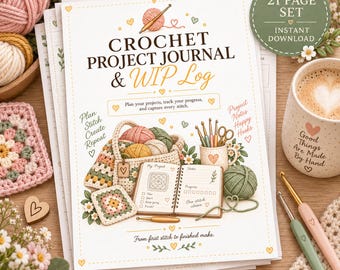 Crochet Project Journal & WIP Log, 21-Page Memory Binder (PDF Download)