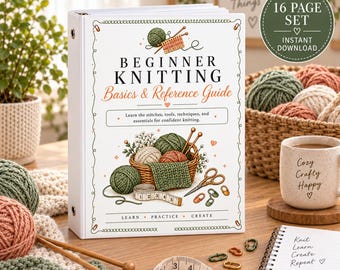 Beginner Knitting Reference Guide, Visual Cheat Sheet, Instant Download (PDF)
