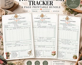 Printable Cross Stitch Thread & Stash Tracker | Embroidery Inventory Bundle (PDF)