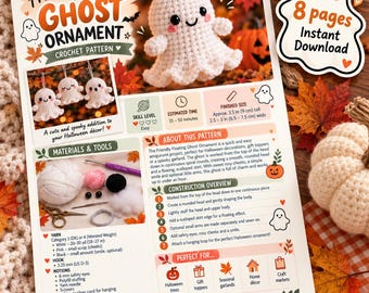 Crochet Ghost Ornament Pattern, Easy Halloween Amigurumi Tutorial (PDF)