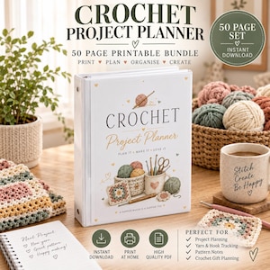 Crochet Project Planner, Yarn Inventory Tracker, Craft Organizer (PDF Download)