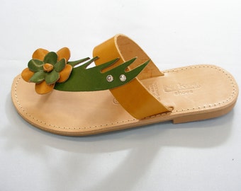 Greek Leather Sandals "kyma" code #138