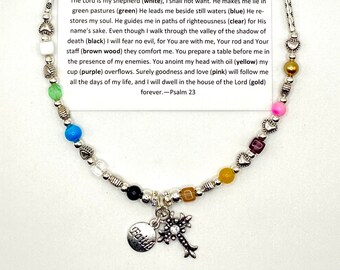 Psalm 23 Necklace Adjustable 18 to 21 Inches Multicolor Inspirational