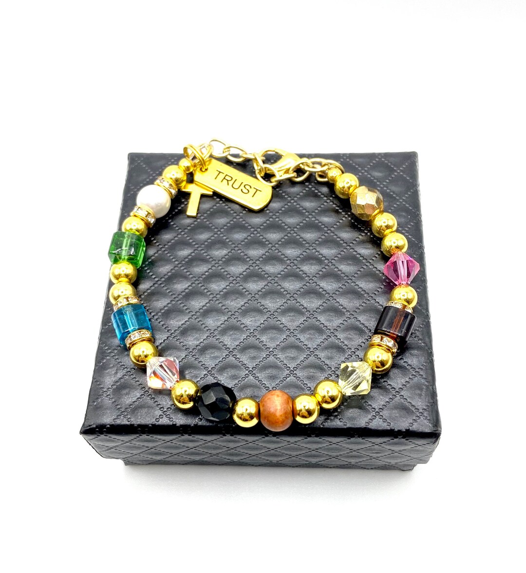 Psalm 23 Bracelet Gold Metal Beads Multicolor Inspirational Etsy