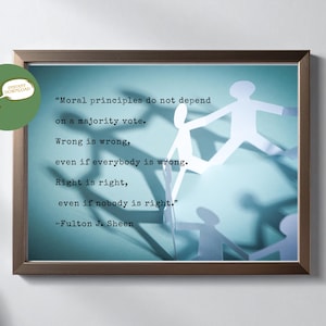 Fulton Sheen Zitat über Moral, 12,7 x 17,8 cm (Querformat), Sofort-Download-Fotodruck