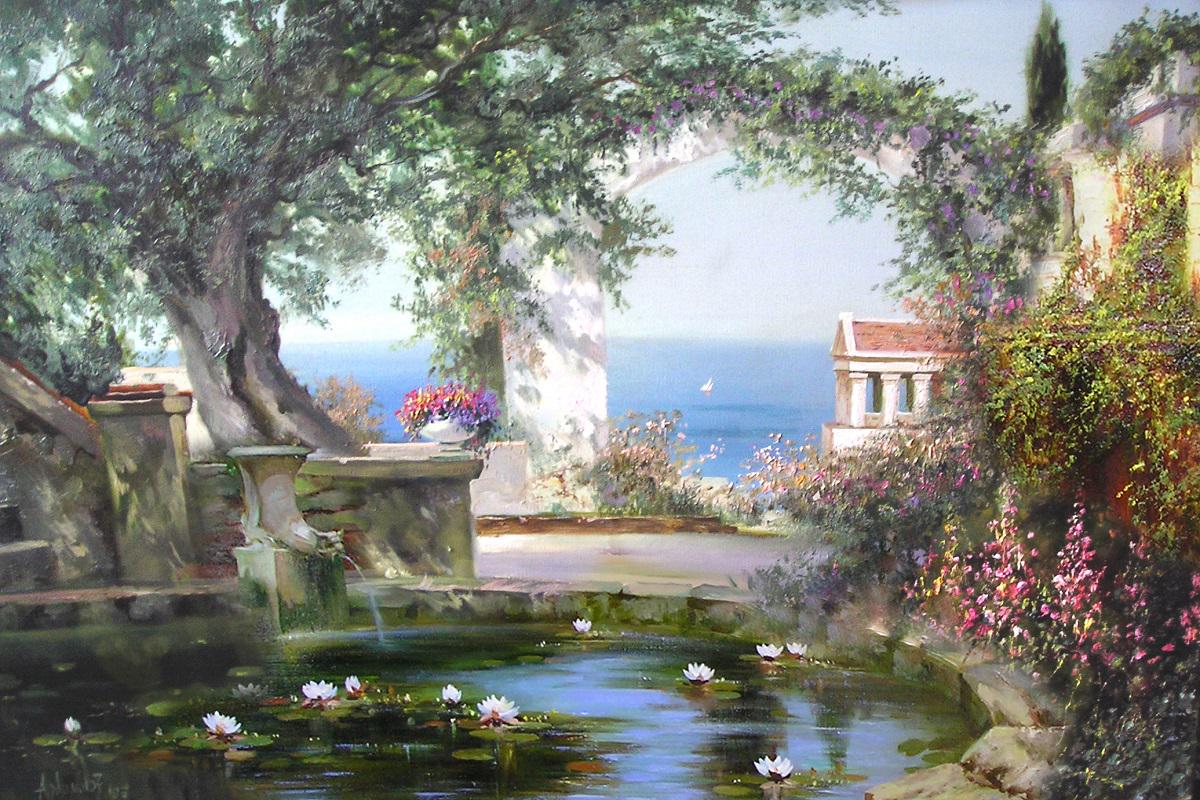 Hand Painted Landscape Oil Painting on Linen Canvas - Scenic Wall Art ...