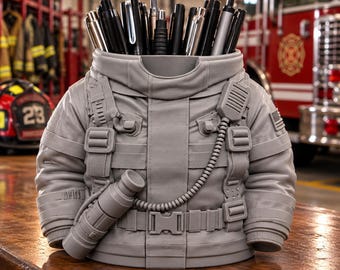Personalisierter Stiftehalter für Feuerwehrleute – Individuell gravierter Name, 3D-gedruckter Schreibtisch-Organizer