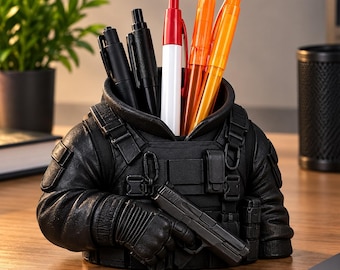 Personalized Tactical Pen Holder, 3D Printed Military Desk Organizer (Custom Name)