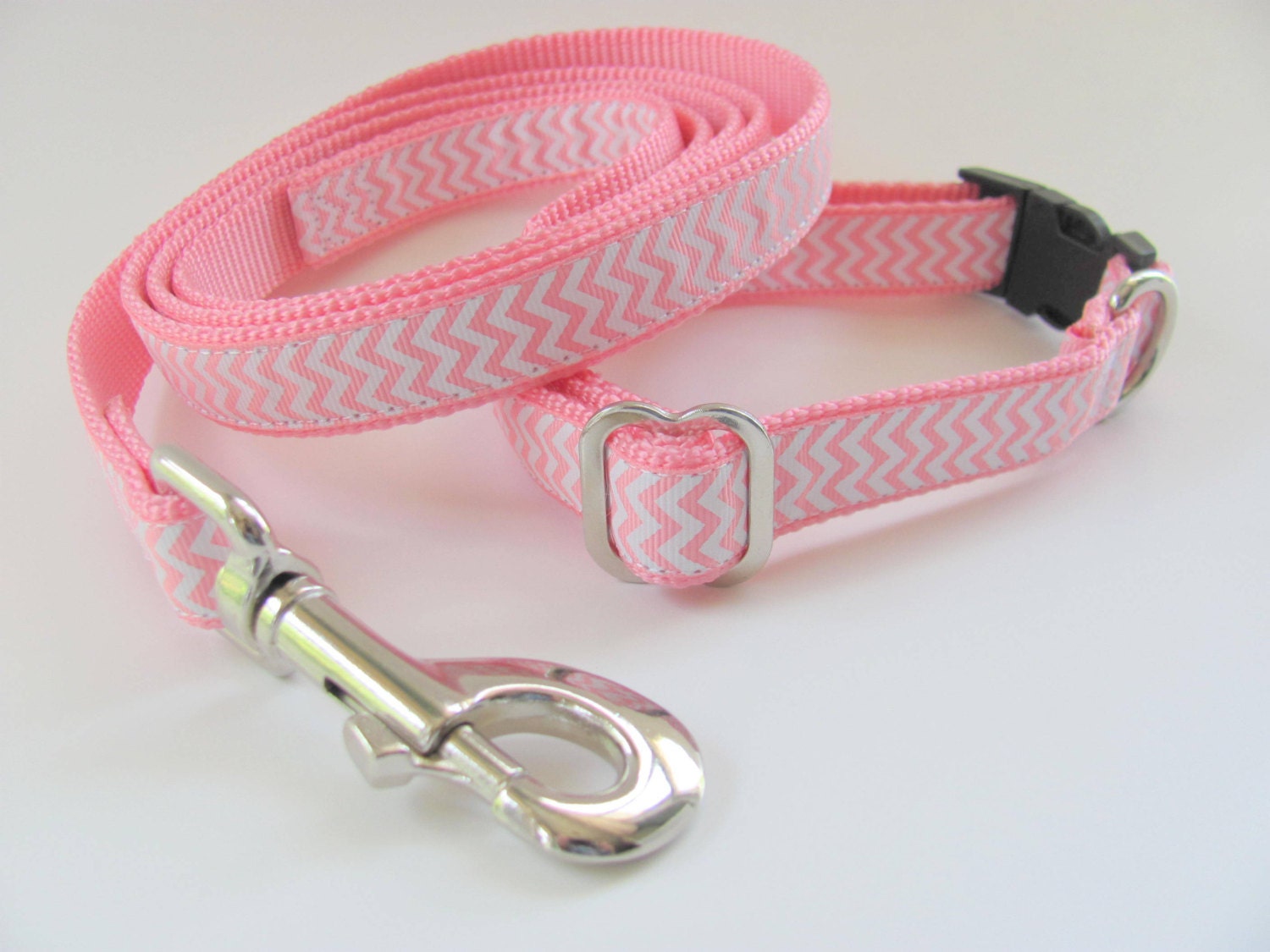 Pink Chevron Dog Collar and Leash Set Small Dog Special Etsy