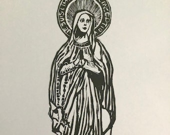 Linocut Print - Blessed Virgin Mary - Limited Edition 20