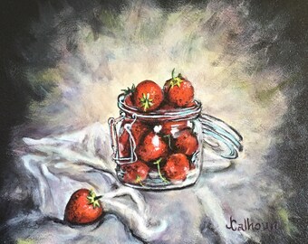 Fine Art 12 X 12 X 1 1/2" Gallery Wrapped Acrylic Painting "Taste of Summer"