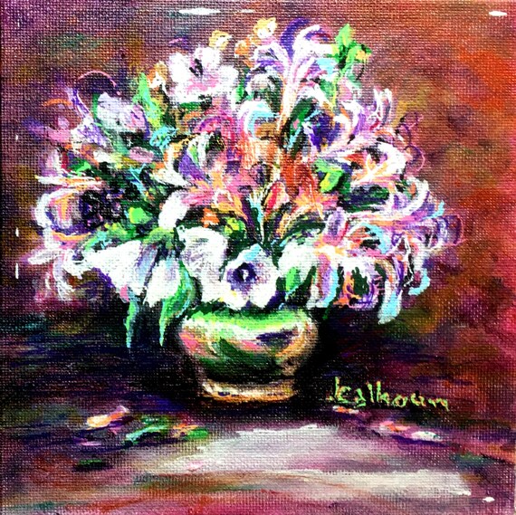 ユリの花 アクリル画 ピンク 【公式通販】