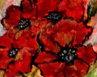 Fine Art Alcohol Ink Mini Painting "Poppies"