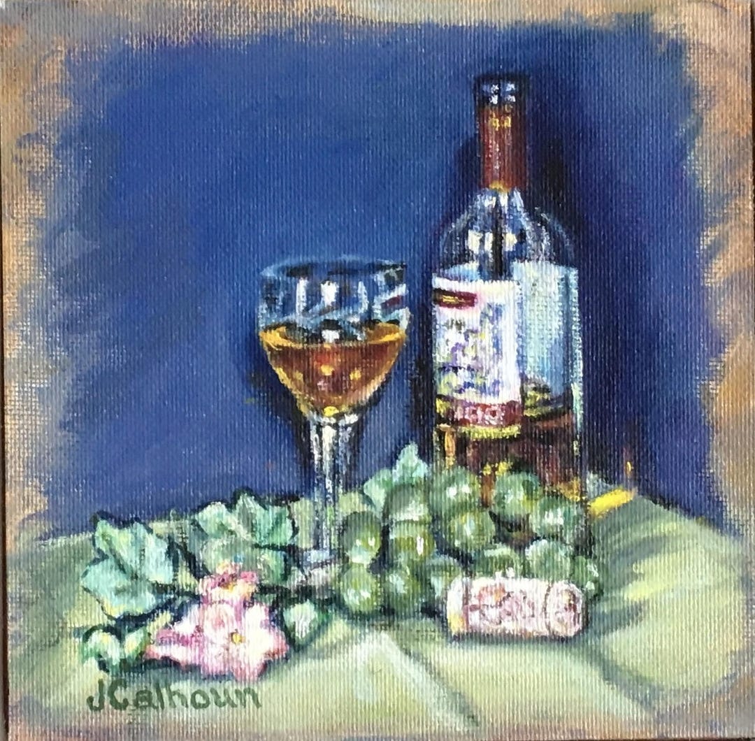 Fine Art 6X6 Original Still Life Oil Painting "glass of Wine" - Etsy