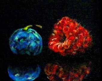 Fine Art 5 X 5 Acrylic Painting "Breakfast Berries"