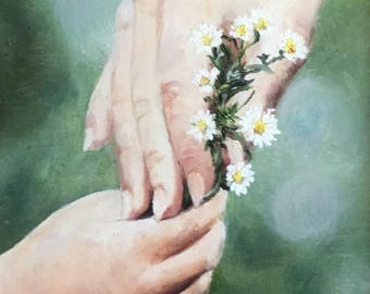 Fine art 8X10 print of my original oil painting on canvas board "A Precious Gift"