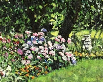 Fine art 6X6 original still life oil painting "My Neighbor's Garden"