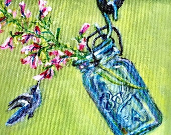 Fine Art 6 X 6 Acrylic Painting "Sipping"