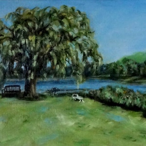 Fine Art Original 8 X 10 Landscape Print of my original Oil Painting &quot;Willow Point&quot;