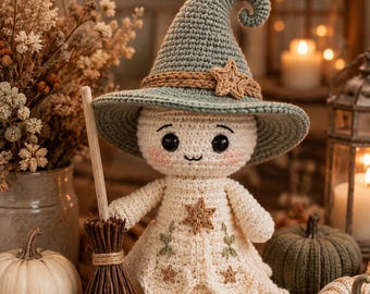 Crochet Witch Doll Pattern | Ghost Amigurumi PDF, Halloween Decor DIY
