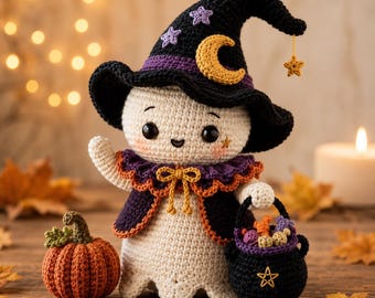 Moonlight Witch Ghost Crochet Pattern | Halloween Amigurumi PDF (Digital Download)