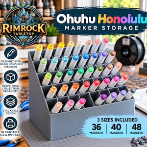 Ohuhu Honolulu Marker Organizer STL 3MF | 36 40 48 fack 3D-utskrivbar förvaring