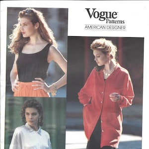 Vintage DONNA KARAN Vogue Patterns 2451 American Designer 1990 Ladies Blouses Multi-Size 6-8-10 Easy to Sew