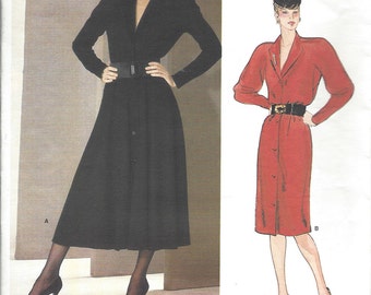 Vintage Vogue 1228 Pattern by Designer Anne Klein Size 8 Shirt Waist Dress