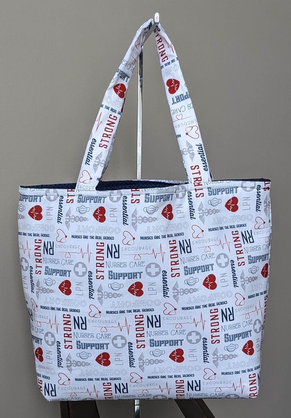Blue Nurses Care Tote Bag with 2 Pockets | Etsy