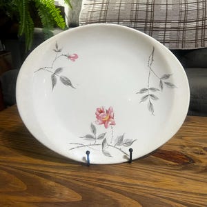 Vintage 1950s Pink Wild Rose Ironstone Platter | Mid-Century Cottagecore Serving Dish