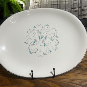 Vintage Johnson Brothers Encore ovale serveerschaal, mid-century modern ironstone eetbord (35,5 x 28 cm)