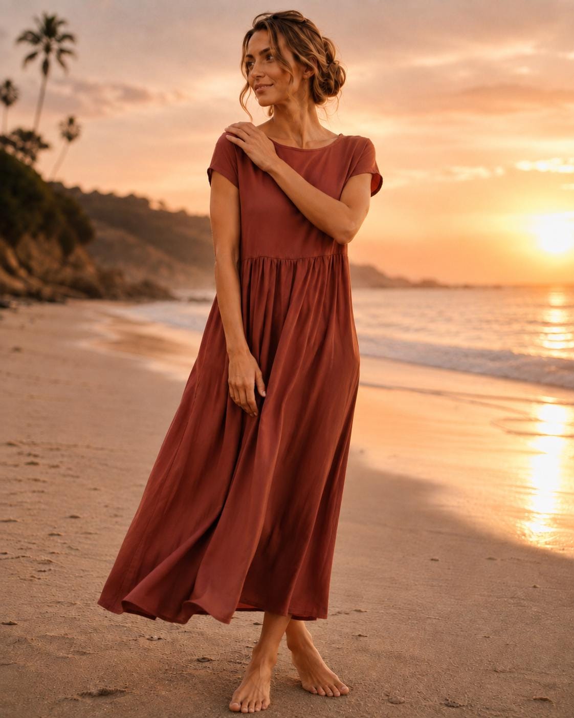 khaki beach dress Maxi Shein