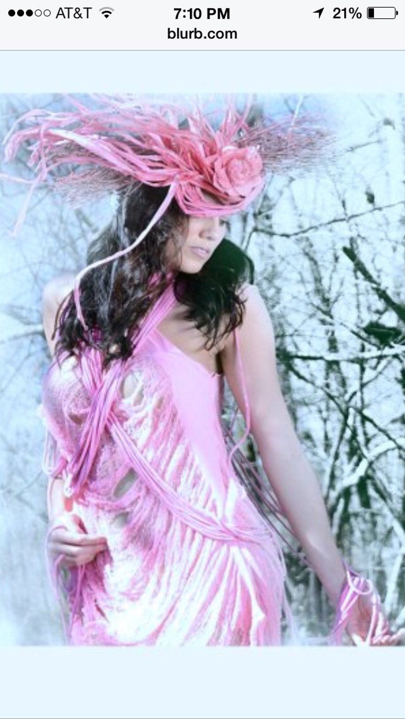 Pink hand shredded dress