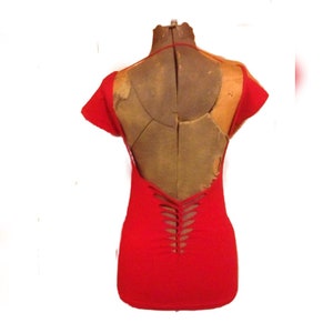 Slashed  & weaved off the shoulder tshirt