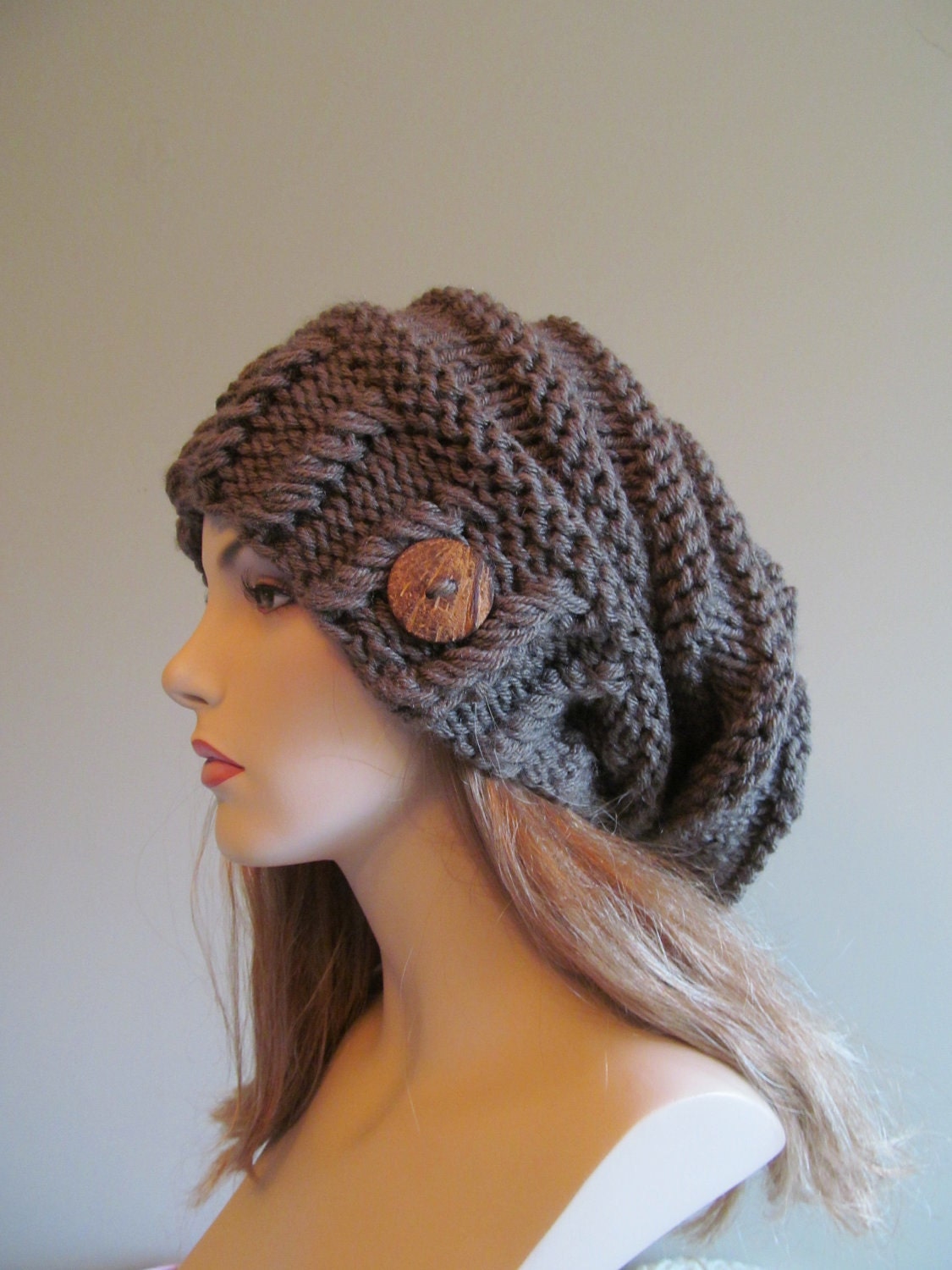 Slouchy Beanie Slouch Hats Oversized Baggy Beret Button womens Etsy