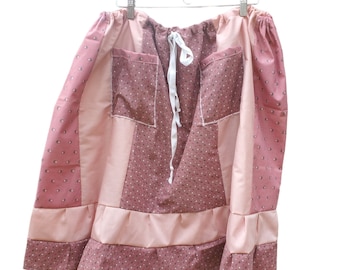 Hippie Patchwork Spinner Strip Skirt with POCKETS