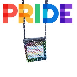 Polka Dot Rainbow Pride Crossbody Purse with Pocket