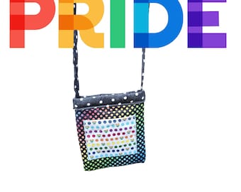 Polka Dot Rainbow Pride Crossbody Purse with Pocket