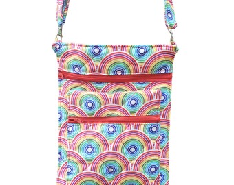 Rainbow Double Zipper Crossbody Purse with Adjustable Shoulder Strap