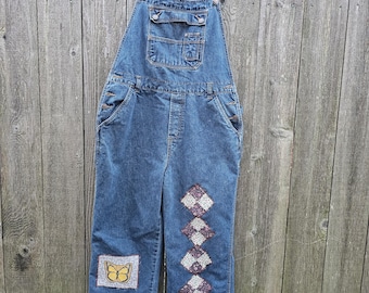 Upcycled Patchwork Butterfly Overalls