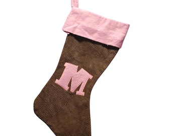 Corduroy and Flannel M Christmas Stocking