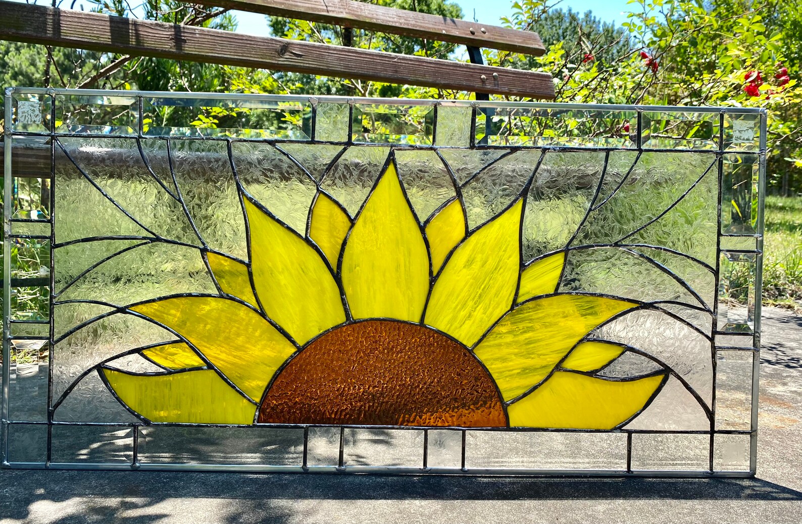 Sunflower Stained Glass Panel Summer Garden Etsy
