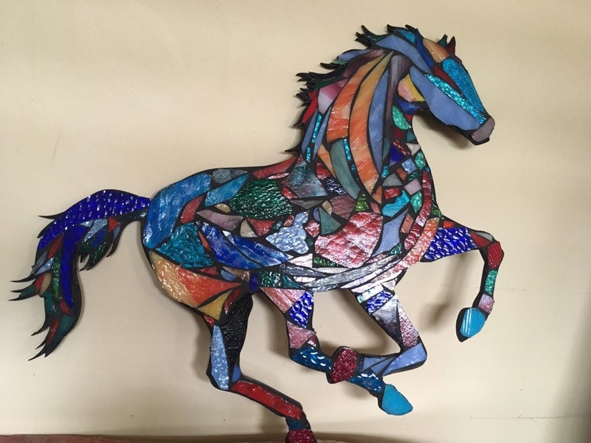 Stained Glass Mosaic Horse OOAK Etsy