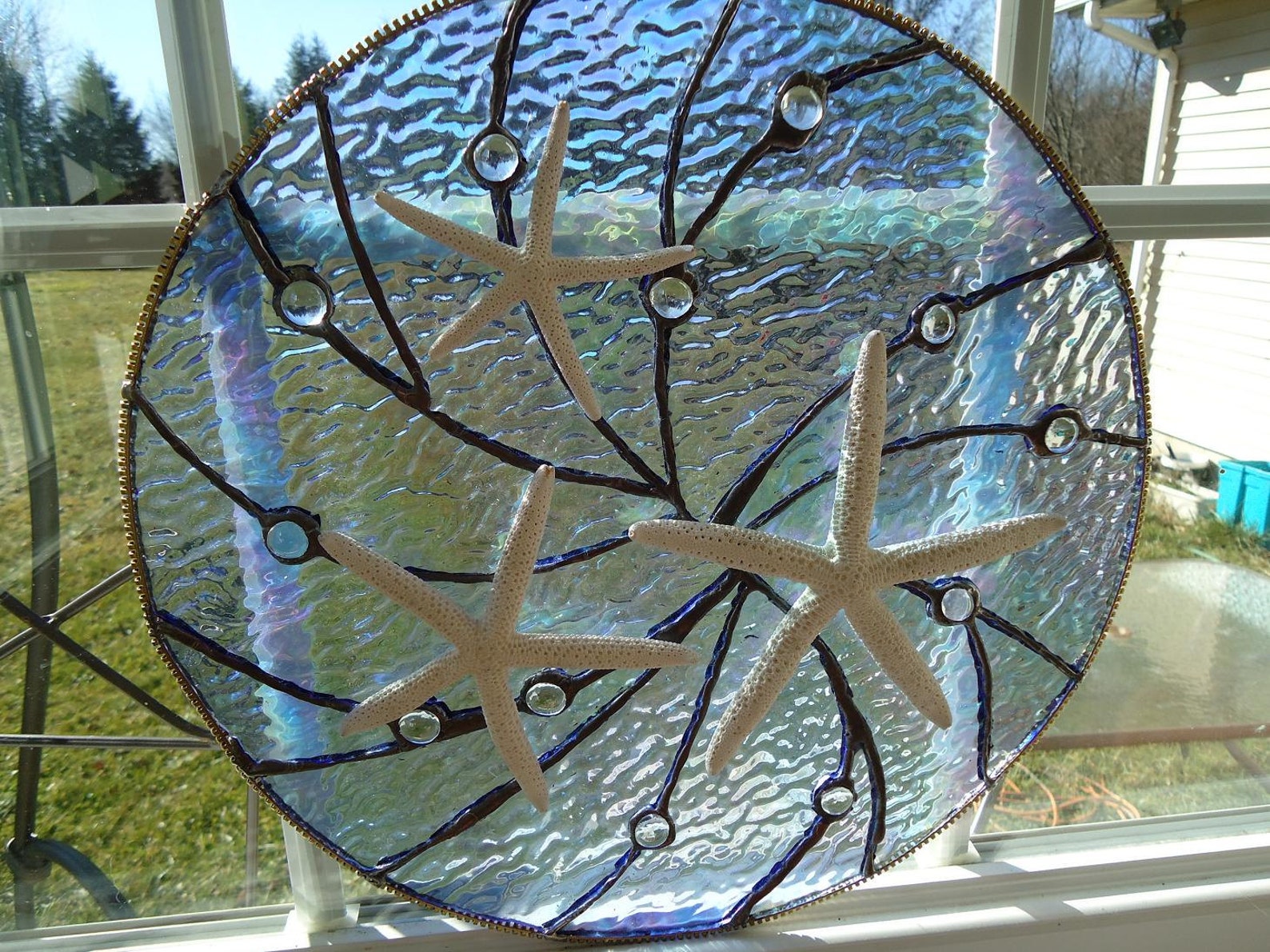 Stained Glass Nautical Window Tropical Sea Starfish Suncatcher Etsy
