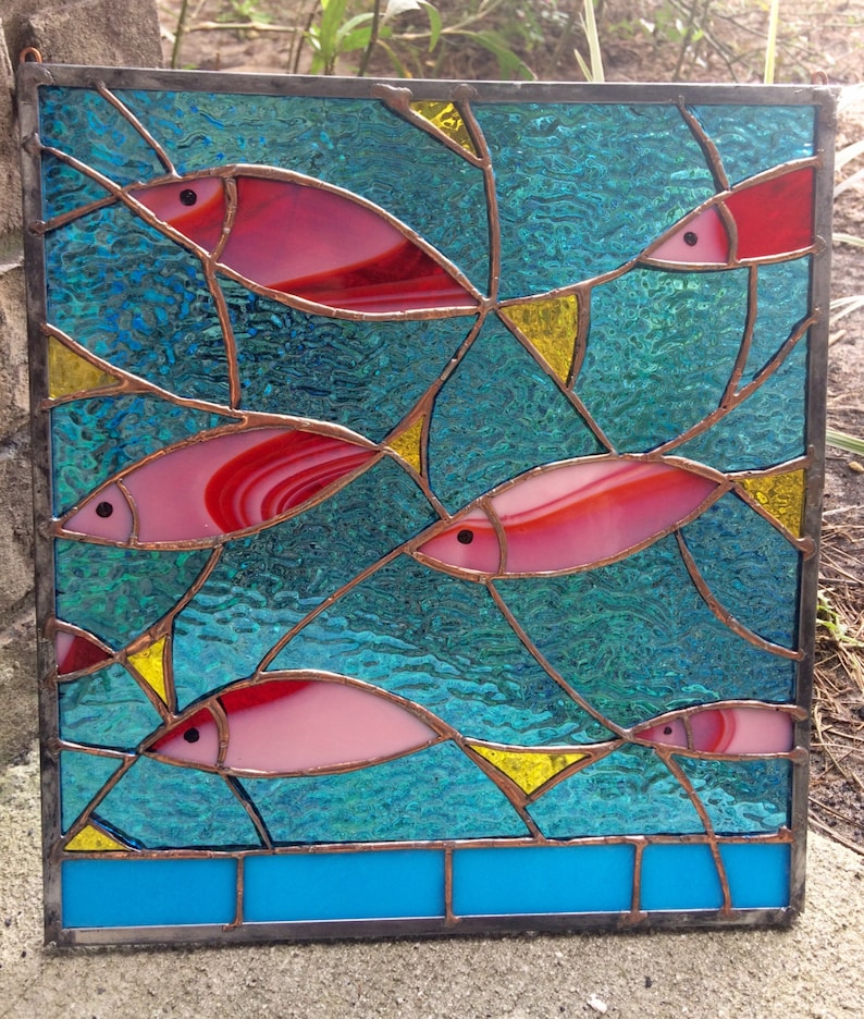 Stained Glass Tropical Fish Sea Suncatcher Nautical Panel Etsy