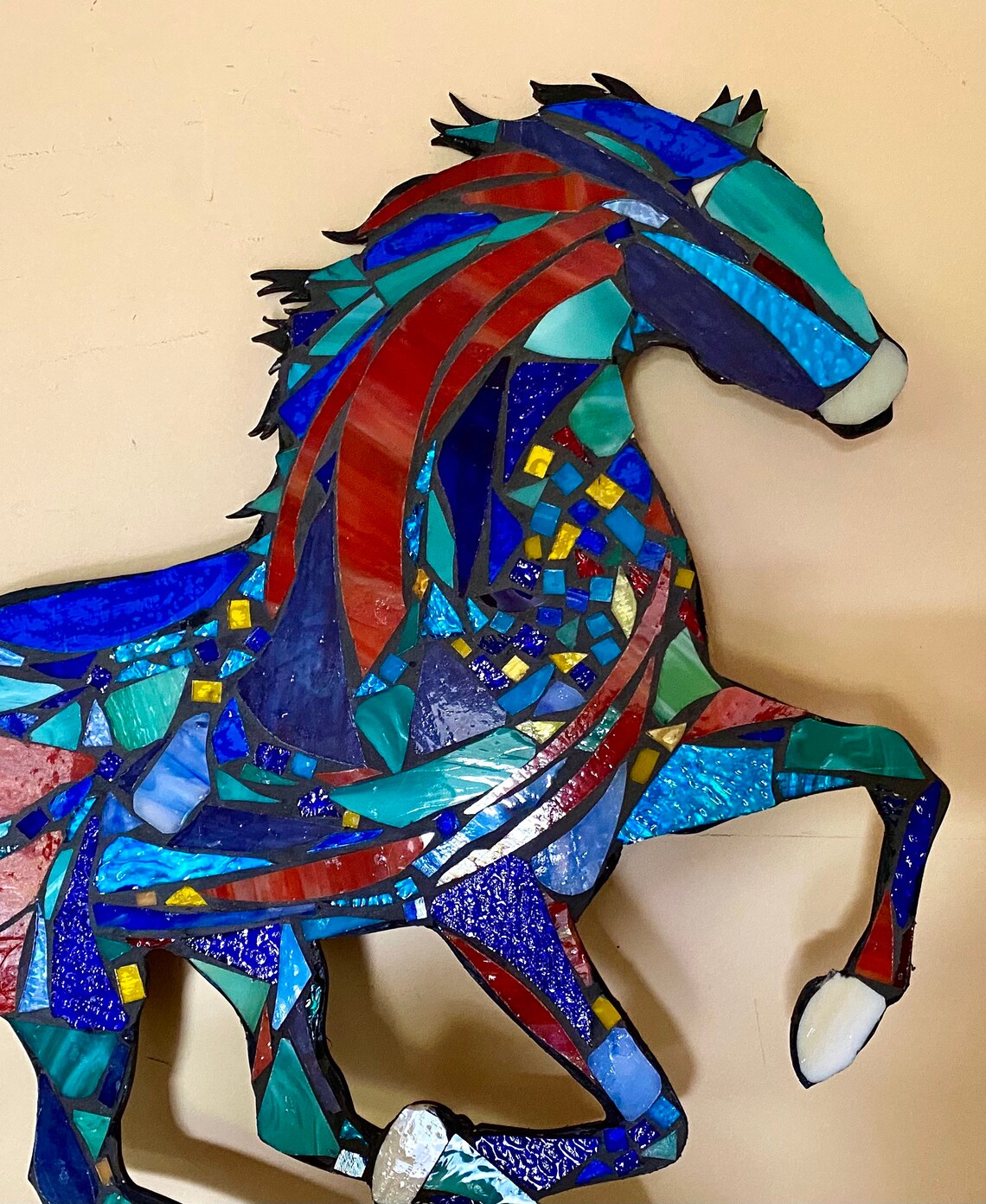 Stained Glass Mosaic Horse OOAK Etsy
