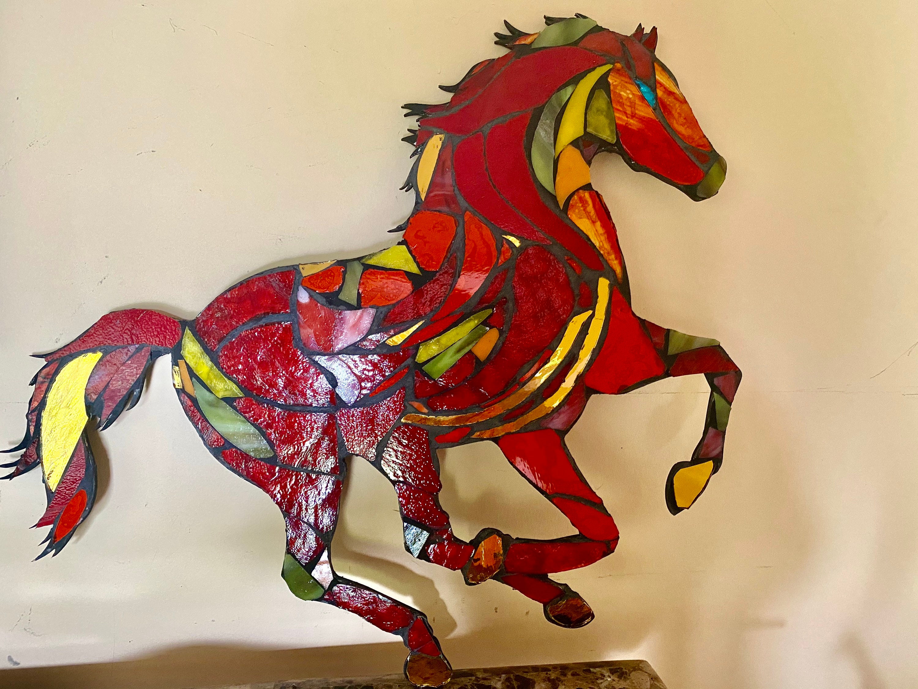 Stained Glass Mosaic Horse OOAK Etsy