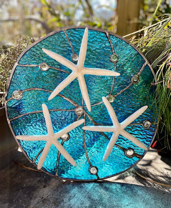 Stained Glass Nautical Window Tropical Sea Starfish Suncatcher Etsy