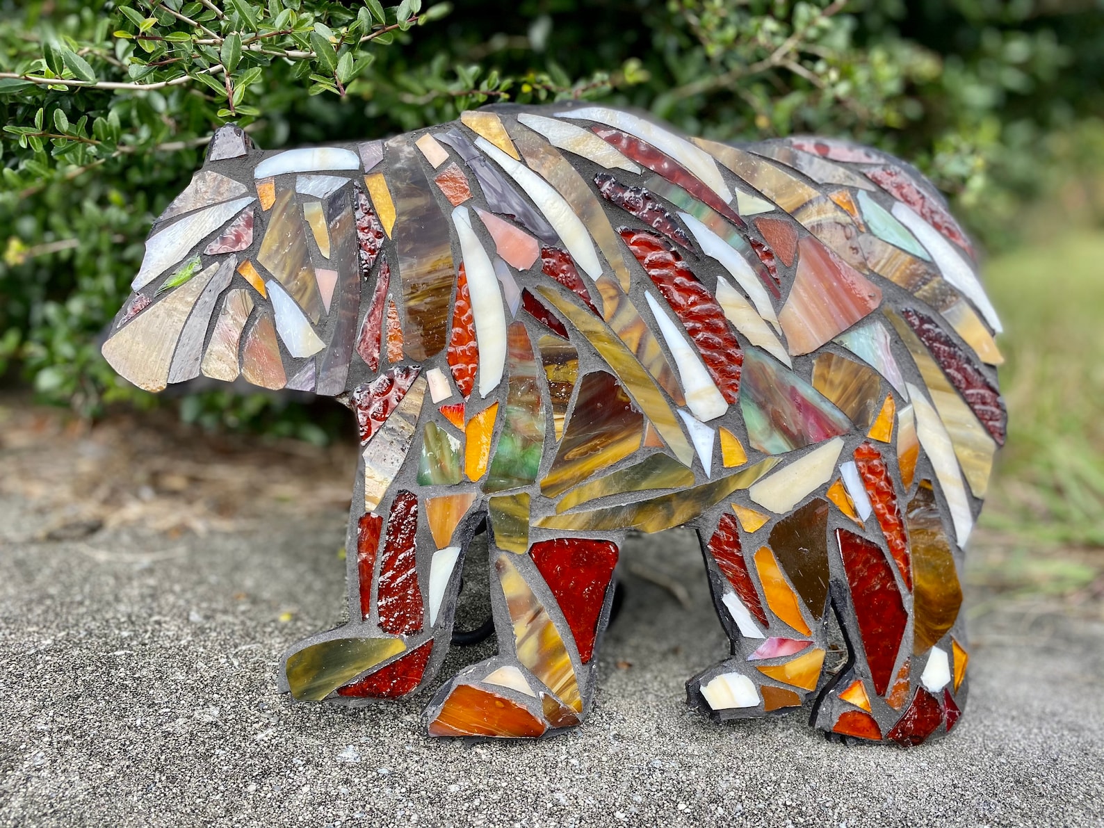 Bear Stained Glass Mosaic Bear Sculpture Rustic Farm OOAK Etsy