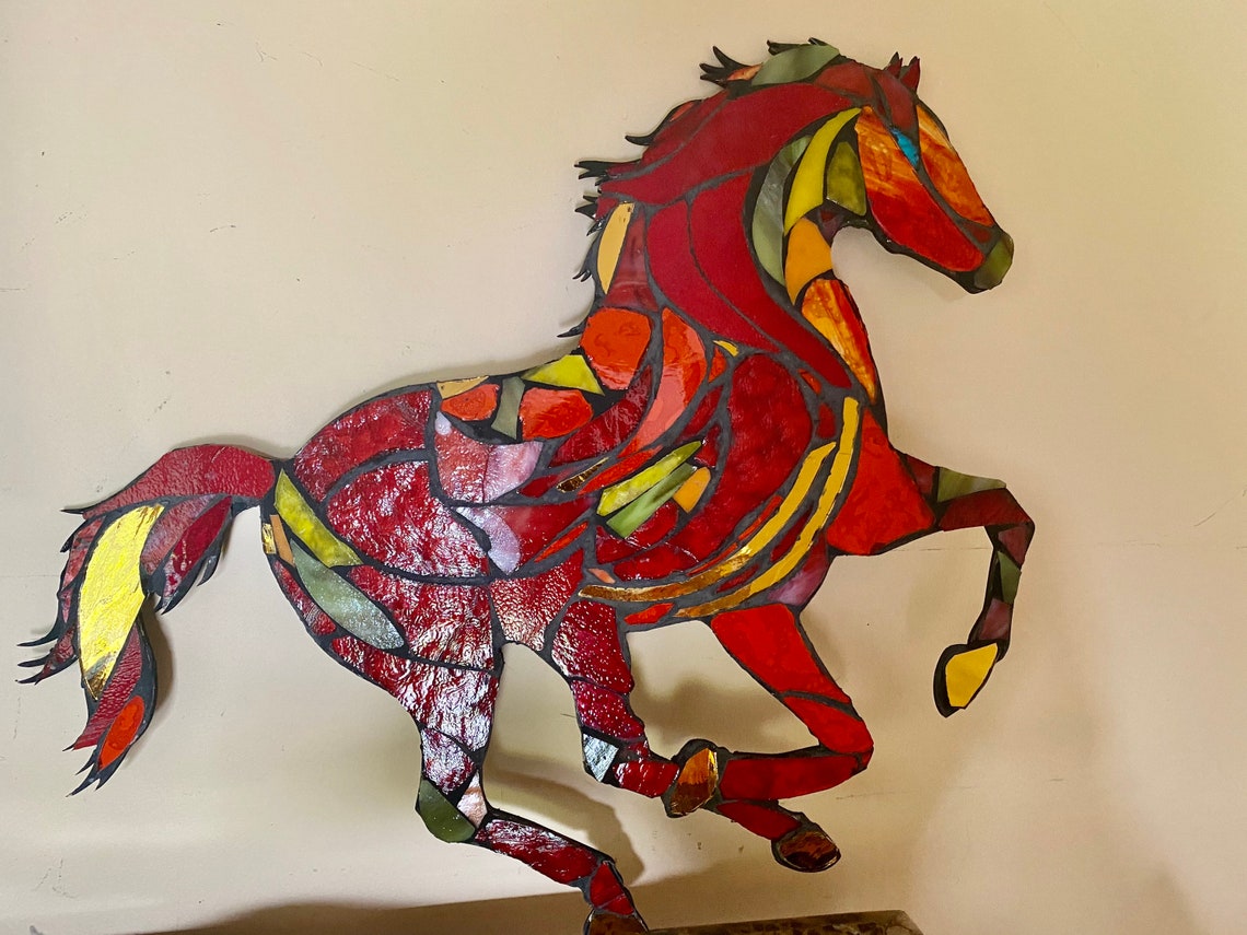 Stained Glass Mosaic Horse OOAK Etsy